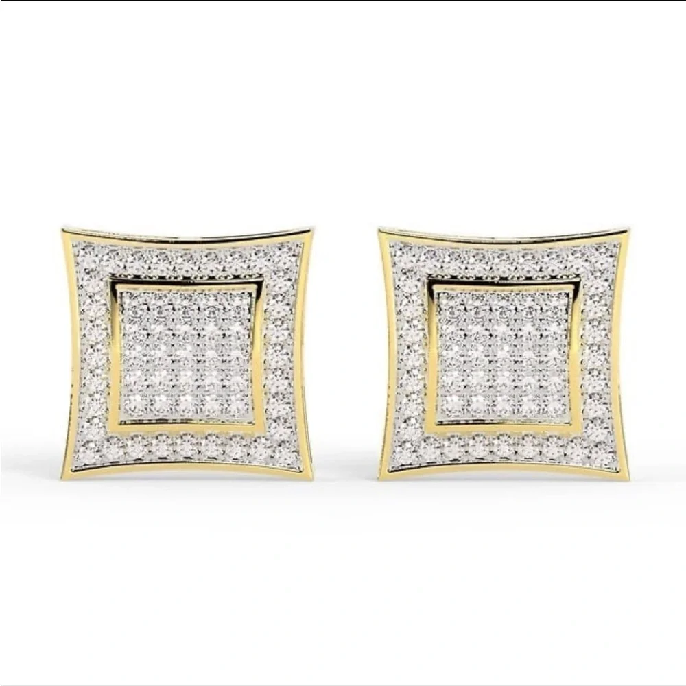 18K Gold Plated Lab Created Micro Pavè Setting Stud Earrings